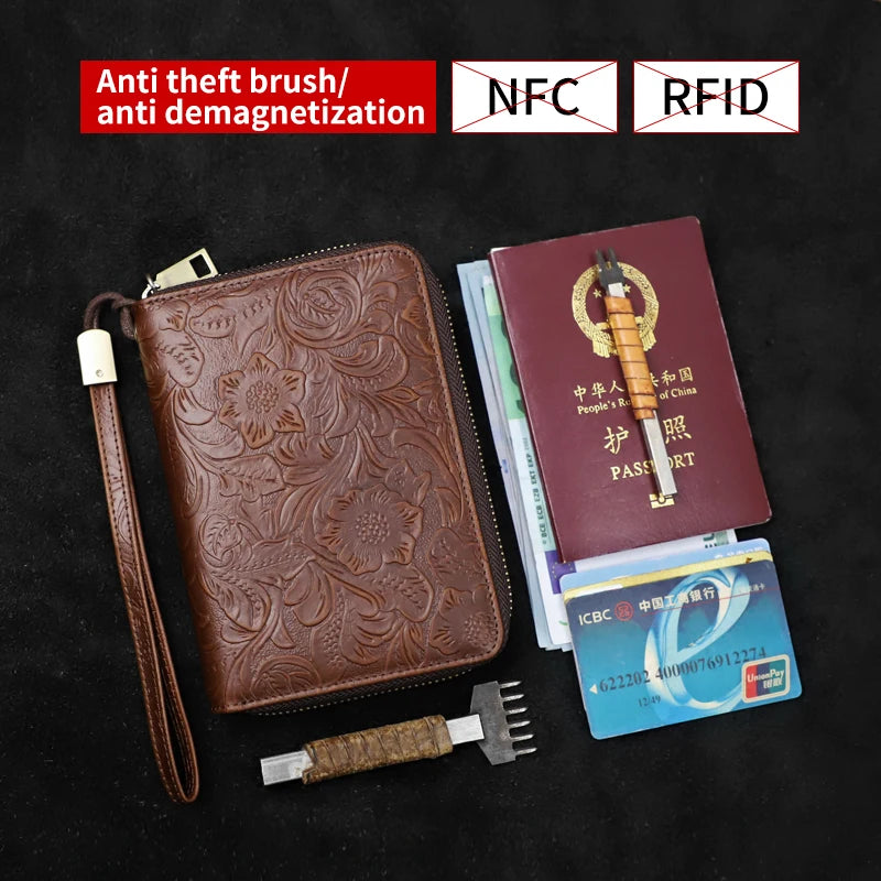 RFID Blocking Genuine Leather Clutch Wallet for Men – Passport