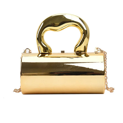 Cylinder Evening Clutch – Women's Metallic Mini Crossbody Bag