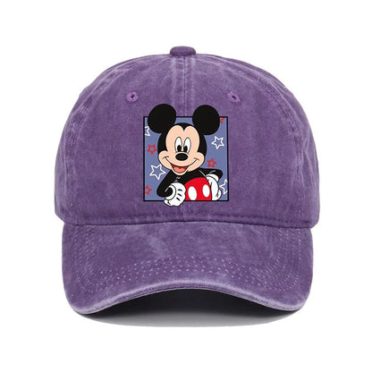 Cartoon Print Washed Baseball Cap – Unisex Vintage Snapback Hat