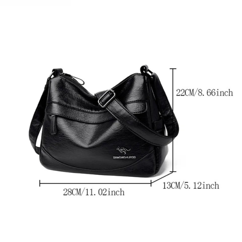 Crossbody Bag for Women – Soft PU Leather Shoulder Bag, 2-Layer