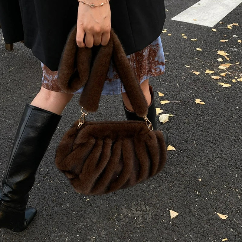 Fluffy Faux Fur Cloud Crossbody Bag for Women