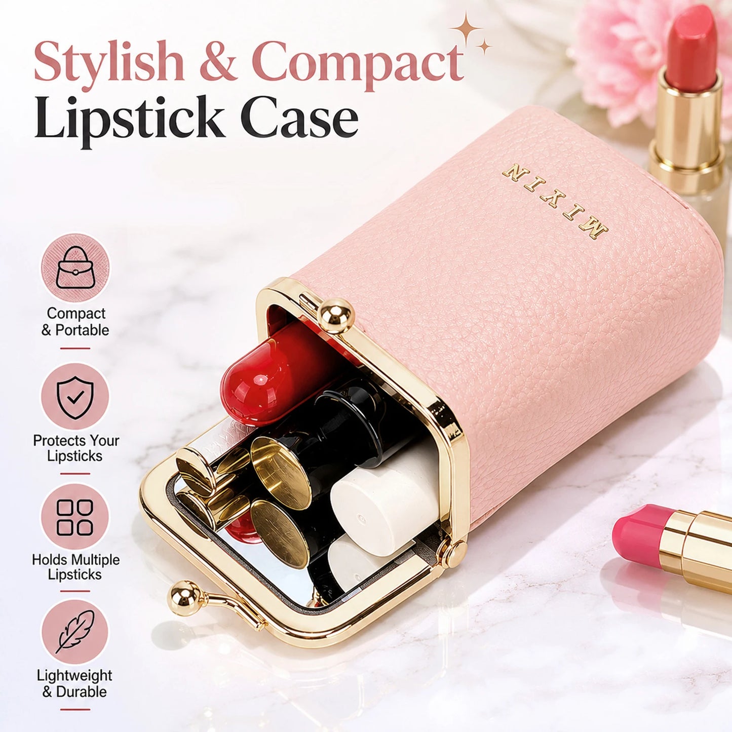 Mini Lipstick Organizer & Jewelry Coin Purse with Kiss-Lock Clasp