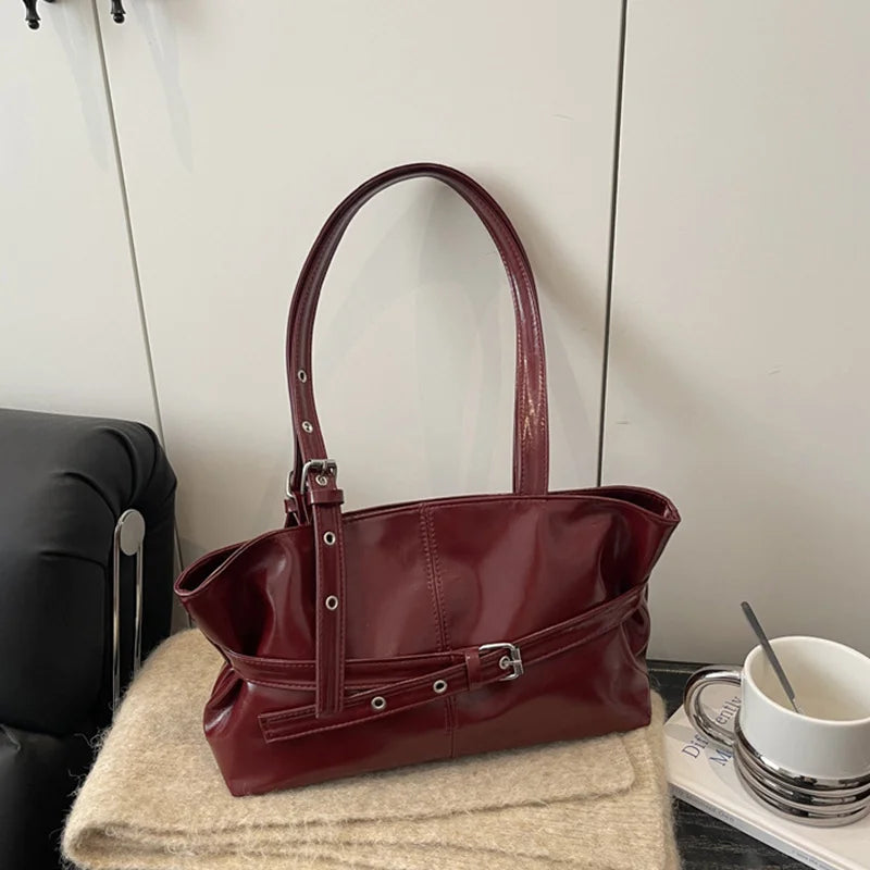 Large PU Leather Tote Bag – Women's Shoulder Handbag