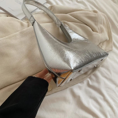 Moods French Style Single Shoulder Bags Women Dazzling Color Patent Leather Underarm Bag Luxury