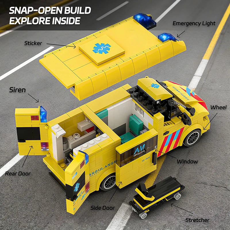 Ambulance Building Blocks Set – City Rescue Bricks Toy for Kids
