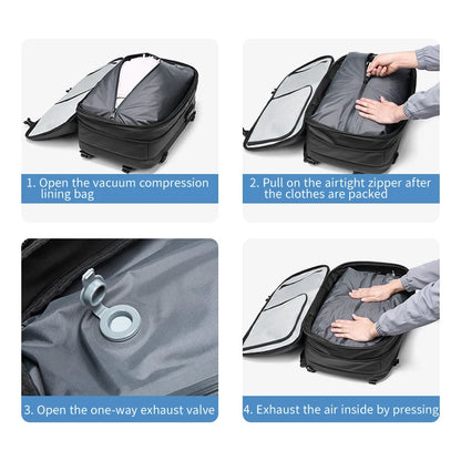 Vacuum Compression Travel Backpack – 17" Laptop, Large Capacity, Business