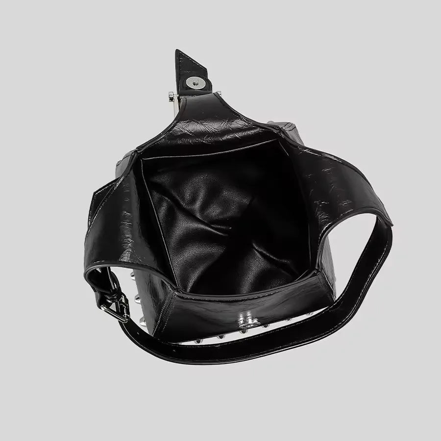 Bucket Bag Women Luxury Designer Handbag Purse Pu Mosaic Belt Buckle Rivet Decoration Underarm