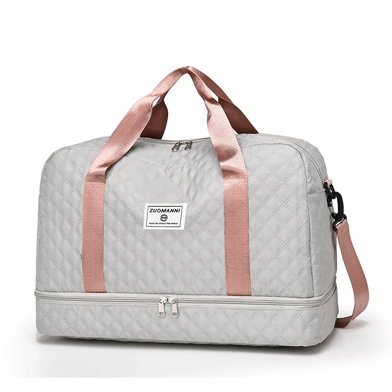 Large Capacity Travel Duffel Bag Quilted Sports Gym Bag