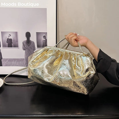 Moods Golden Evening Clutch Bags Women Wedding Dinner Party Crossbody Cloud Bag Luxury Designer