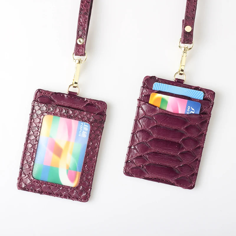 Embossed Leather Lanyard Card Holder – ID Badge Wallet