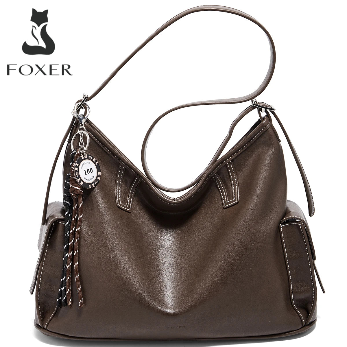 Foxer Lady S Shoulder Bag Soft Pu Leather Handbag Retro Hobo Large Capacity Tote Commute Daily