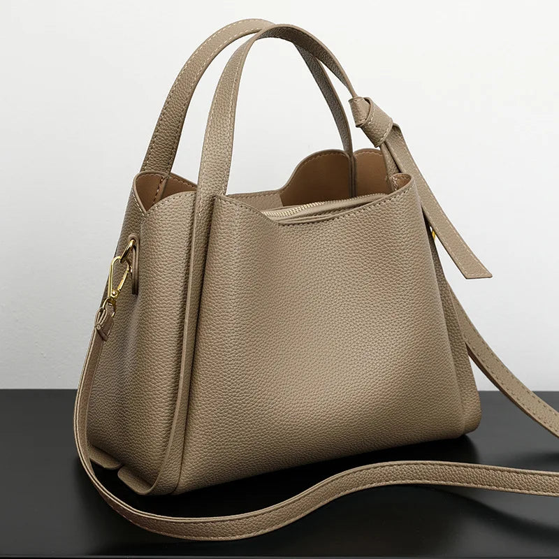 Leather Bucket Handbag – Women's Large Capacity Shoulder & Crossbody Bag