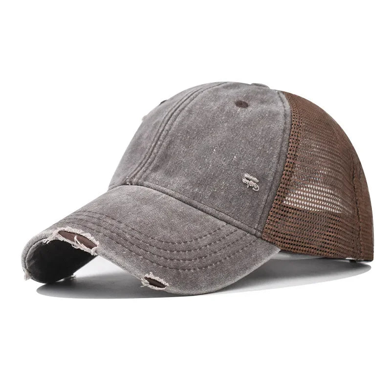 Vintage Washed Mesh Baseball Cap – Unisex UV Protection Hat