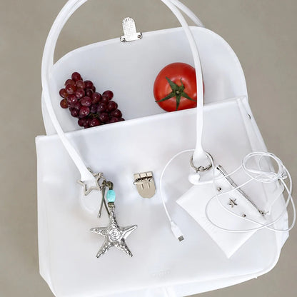 Candy Color Frosted PVC Tote Bag – Women's Shoulder Handbag