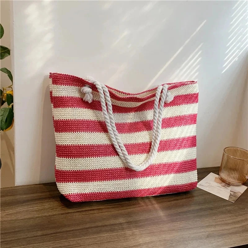 Large Straw Beach Tote Bag – Women's Summer Shoulder Bag