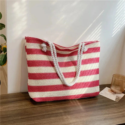 Large Straw Beach Tote Bag – Women's Summer Shoulder Bag