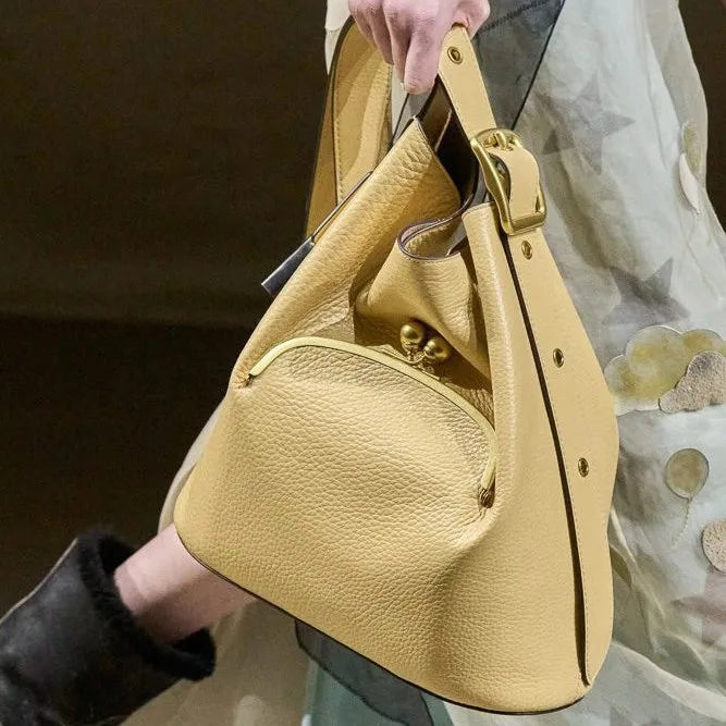 Large Capacity Commuting Tote Bag High-Quality Soft Leather Handbag Travel Crossbody Women Bucket