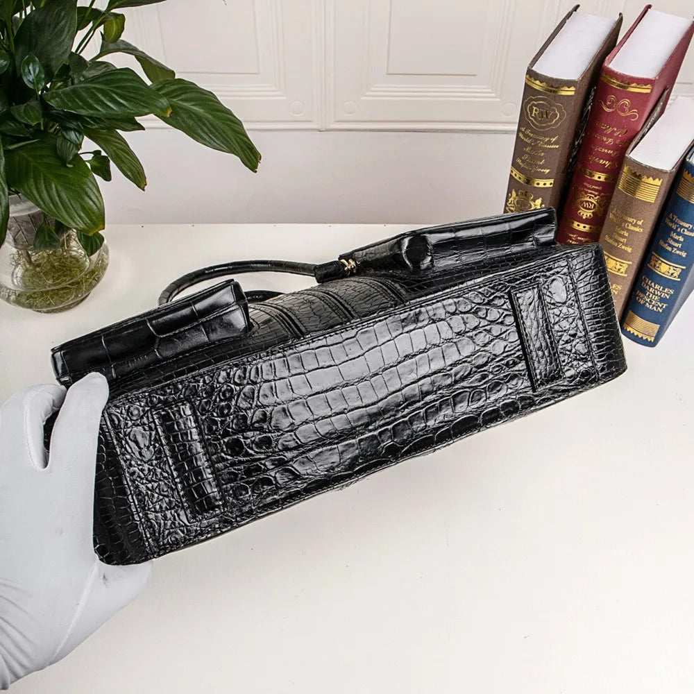 Crocodile Leather Men's Briefcase Crossbody Shoulder Bag