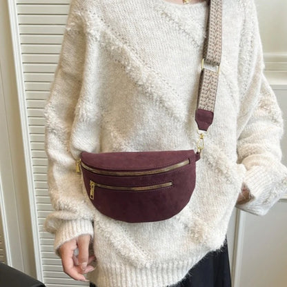 Faux Suede Fanny Pack Women's Crossbody Chest Bag