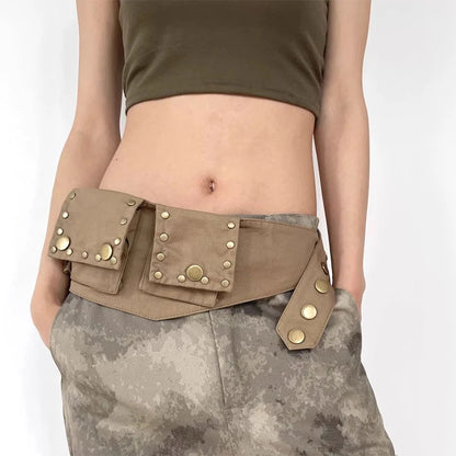 European American Retro Waist Bags Hippie Belts Western Style Workwear Seal Solid Color Women S