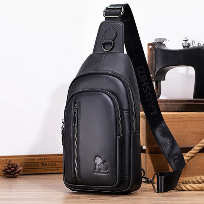 Men's Genuine Leather Sling Chest Bag – Crossbody Shoulder Pack
