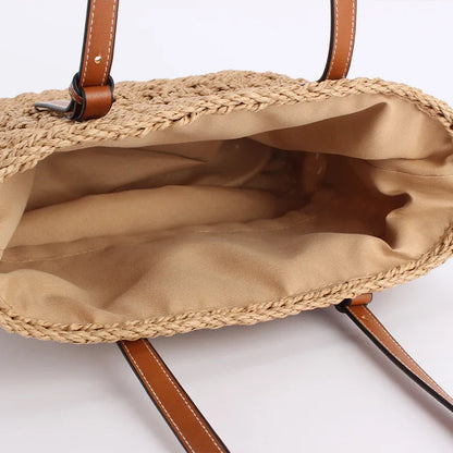 Woven Straw Tote Bag – Large Capacity Beach Handbag