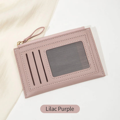 Slim PU Leather Card Wallet with ID Window & Wrist Strap