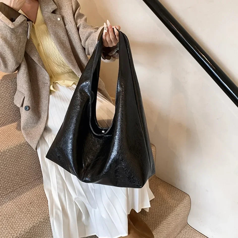 Large PU Leather Hobo Shoulder Bag – Y2K Women's Handbag