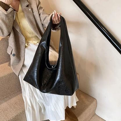 Large PU Leather Hobo Shoulder Bag – Y2K Women's Handbag