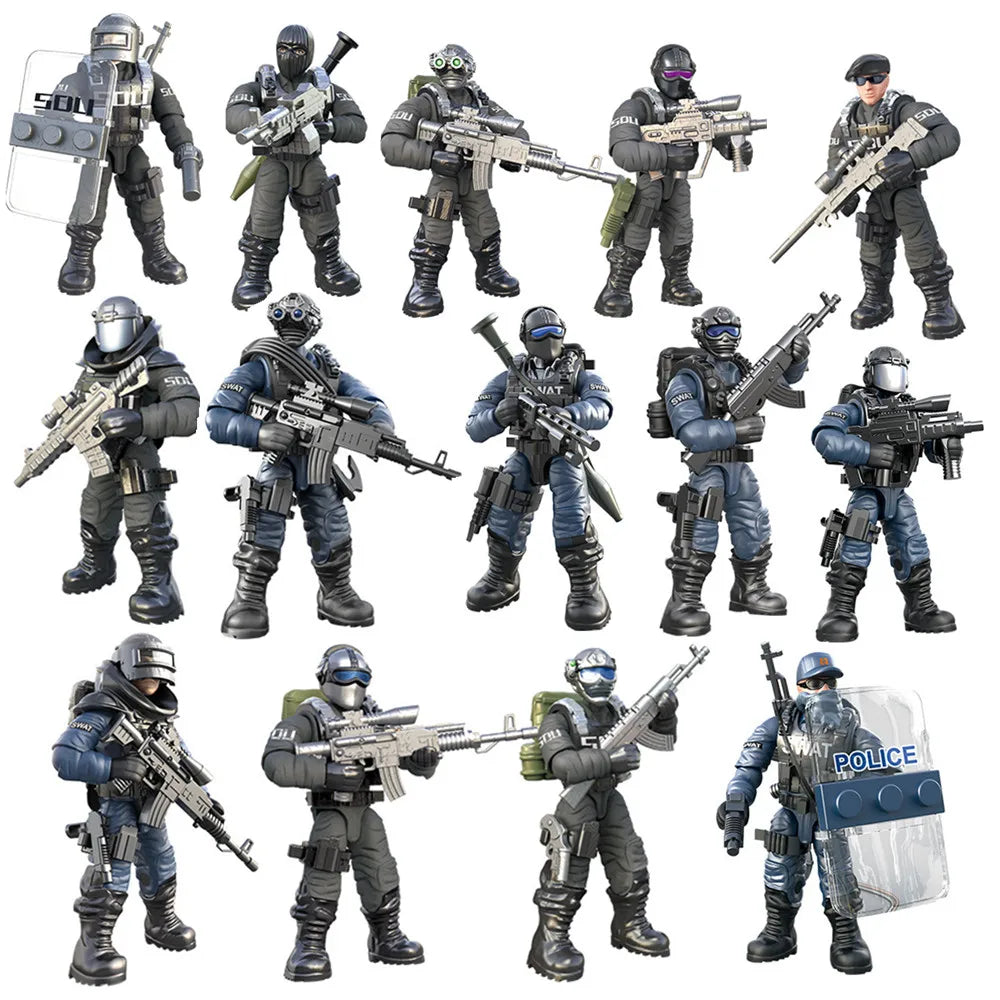 Military Army SWAT Soldier Figures Building Blocks for Kids