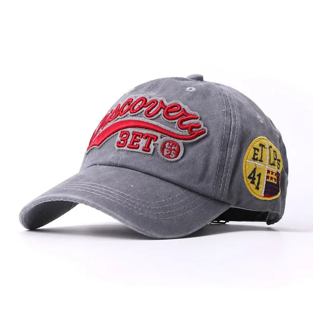 Washed Cotton Baseball Cap – Embroidered Letter W Snapback