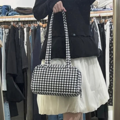 Nylon Shoulder Bag – Polka Dot & Leopard Print Tote for Women