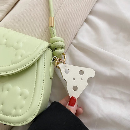 Moods Biscuit Design Shoulder Bags Women Flap Shape Crossbody Messenger Bag Dual-Strap Underarm
