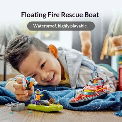 LEGO City Fire Rescue Boat 60373 – 144-Piece Building Set for Kids 5+