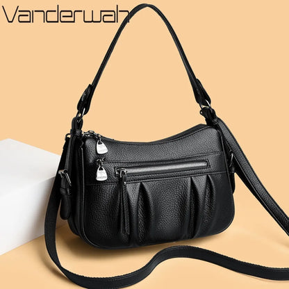 Women's PU Leather Tote Bag – 2-Layer Crossbody & Top-Handle Handbag