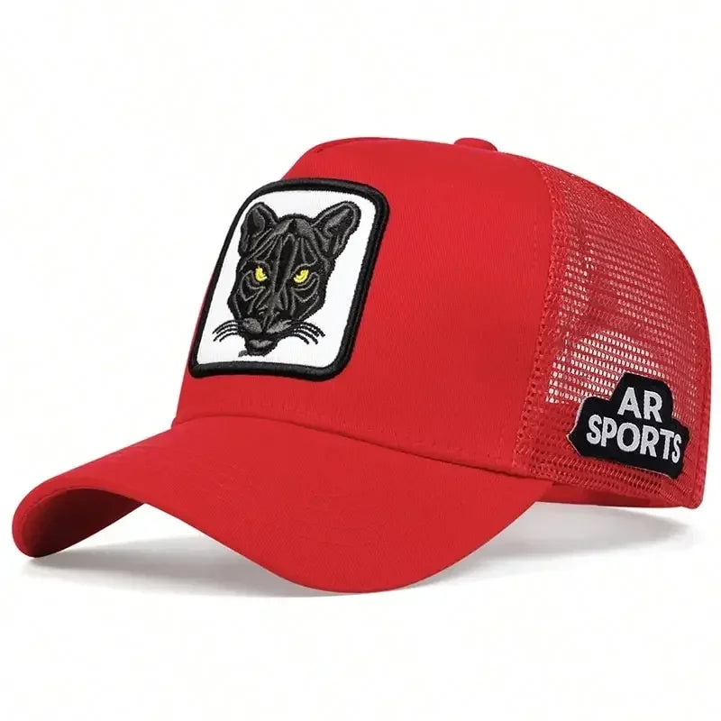 Panther Embroidery Mesh Trucker Cap – Unisex Adjustable Baseball Hat