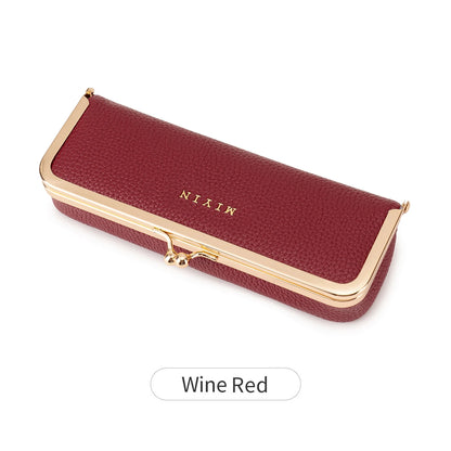 Women's Retro PU Leather Glasses Case Multi-Function Storage Box