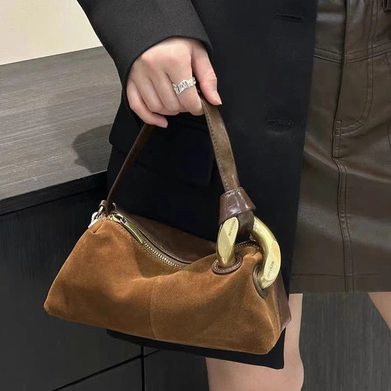 Faux Suede Leather Crossbody Shoulder Bag for Women