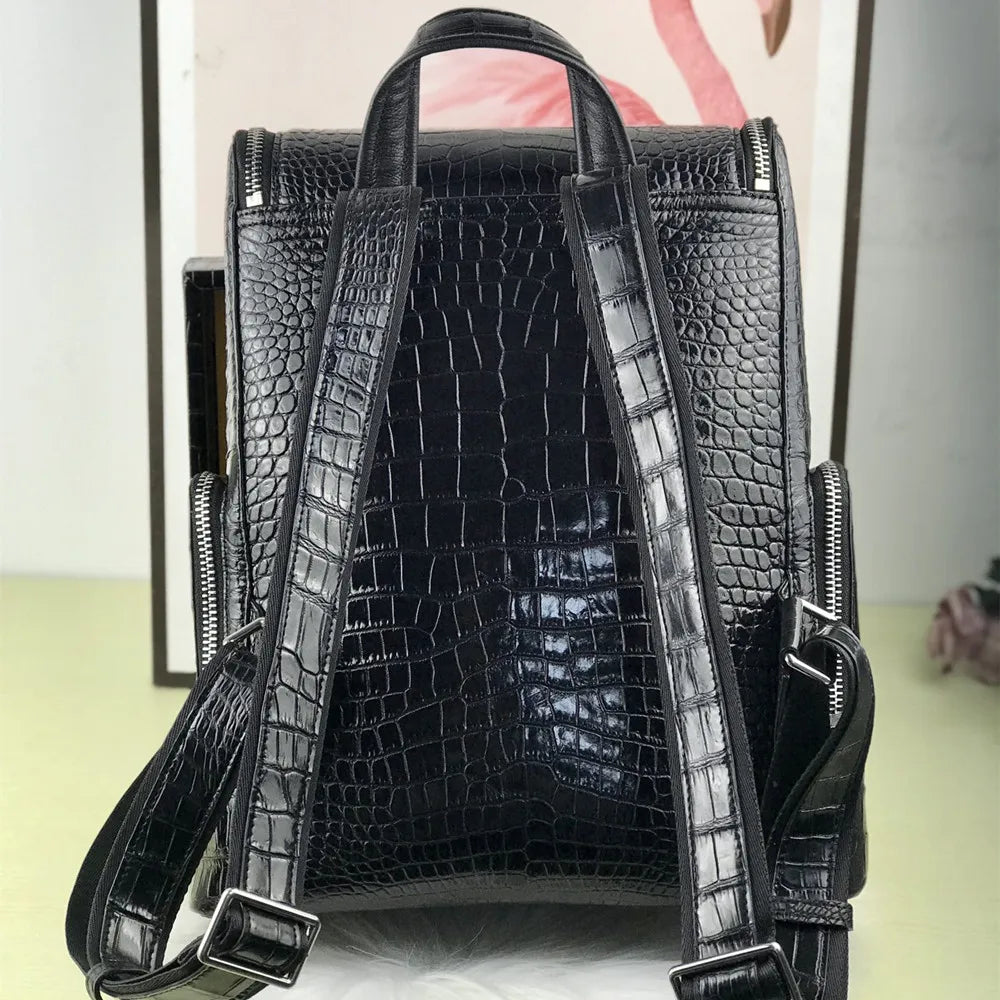 Men's Genuine Crocodile Leather Laptop Backpack