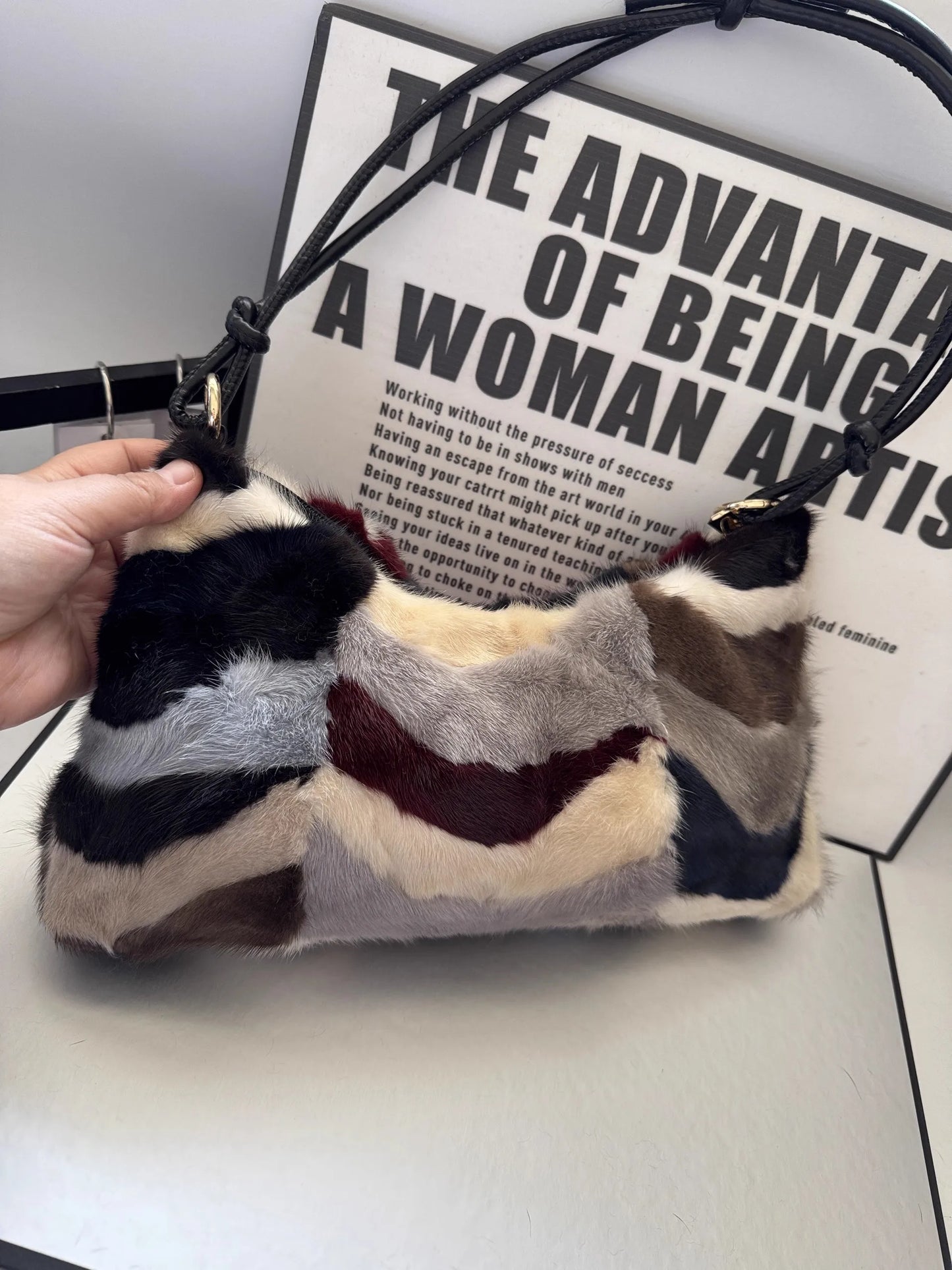 Real Fur Shoulder Bag Women Mink Hair Designer Luxury Handbag Trend Casual Elegant Female Bags