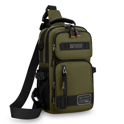 Men's Crossbody Chest Bag – Oxford Sling Pack with Multi-Pockets