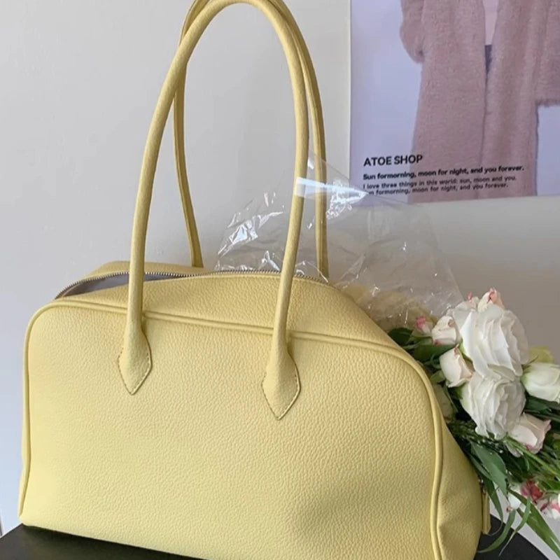 Lychee Leather Large Shoulder Bag for Women