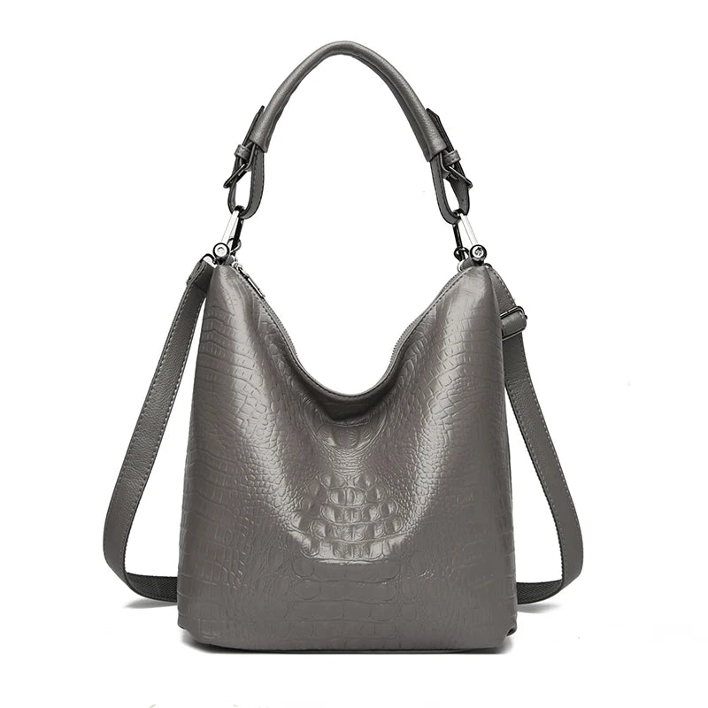 Crocodile Pattern Hobo Bag for Women – Leather Shoulder Crossbody