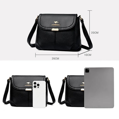 Leather Crossbody Shoulder Bag for Women – Soft Flap Handbag