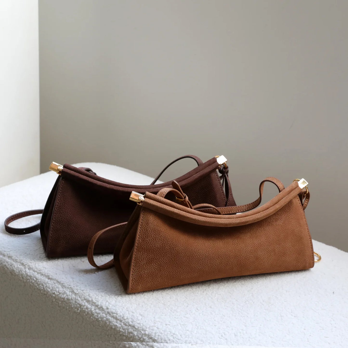 Women S Bags Genuine Leather Underarm Bag Handbag Small Design High-End Clip Simple Shoulder Vintage