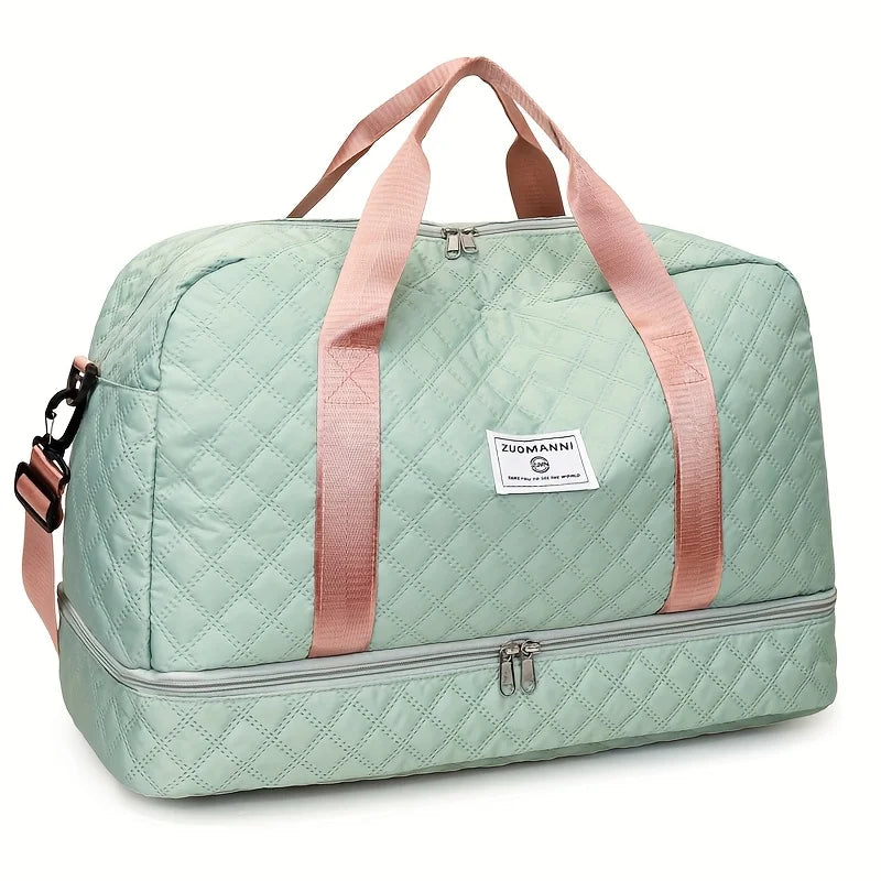Diamond Quilted Duffle Bag – Large Capacity Travel & Gym Bag for Women