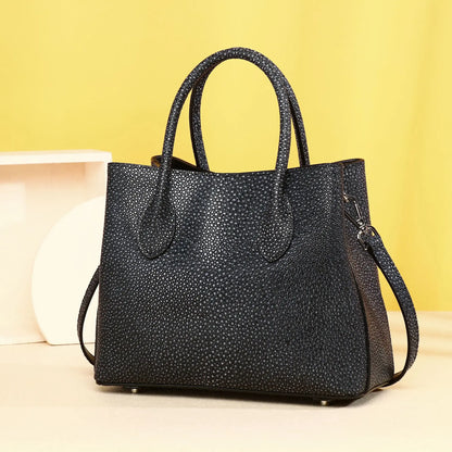 Genuine Leather Stingray-Texture Tote Bag for Women
