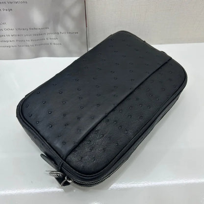 Men's Ostrich Leather Crossbody Shoulder Bag