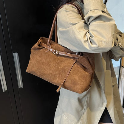 Women's Suede Tote Bag – Large Capacity Shoulder Bag