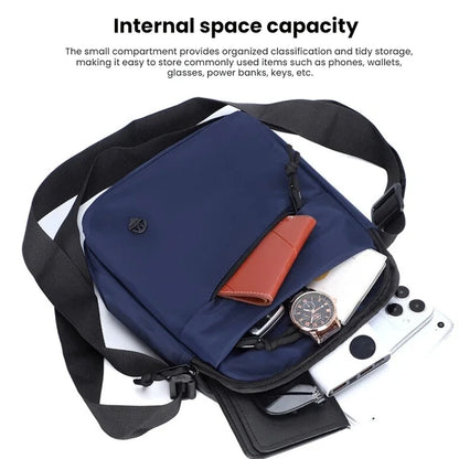 Men's Oxford Shoulder Bag with Top Handle & Multiple Compartments